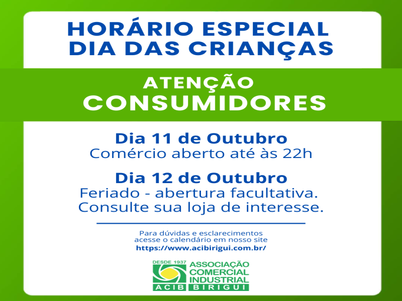 ATENDIMENTO ESPECIAL DIA DAS CRIANÇAS