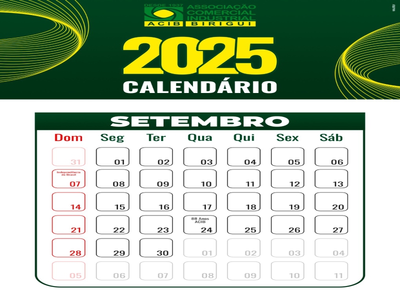 CALENDÁRIO DE SETEMBRO 2025 Foto